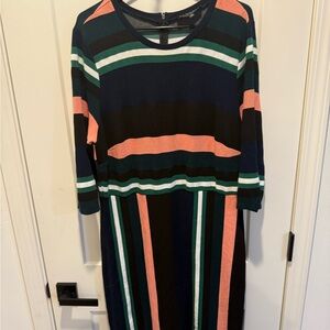Eloquii Multicolor Striped Long Sleeve Dress